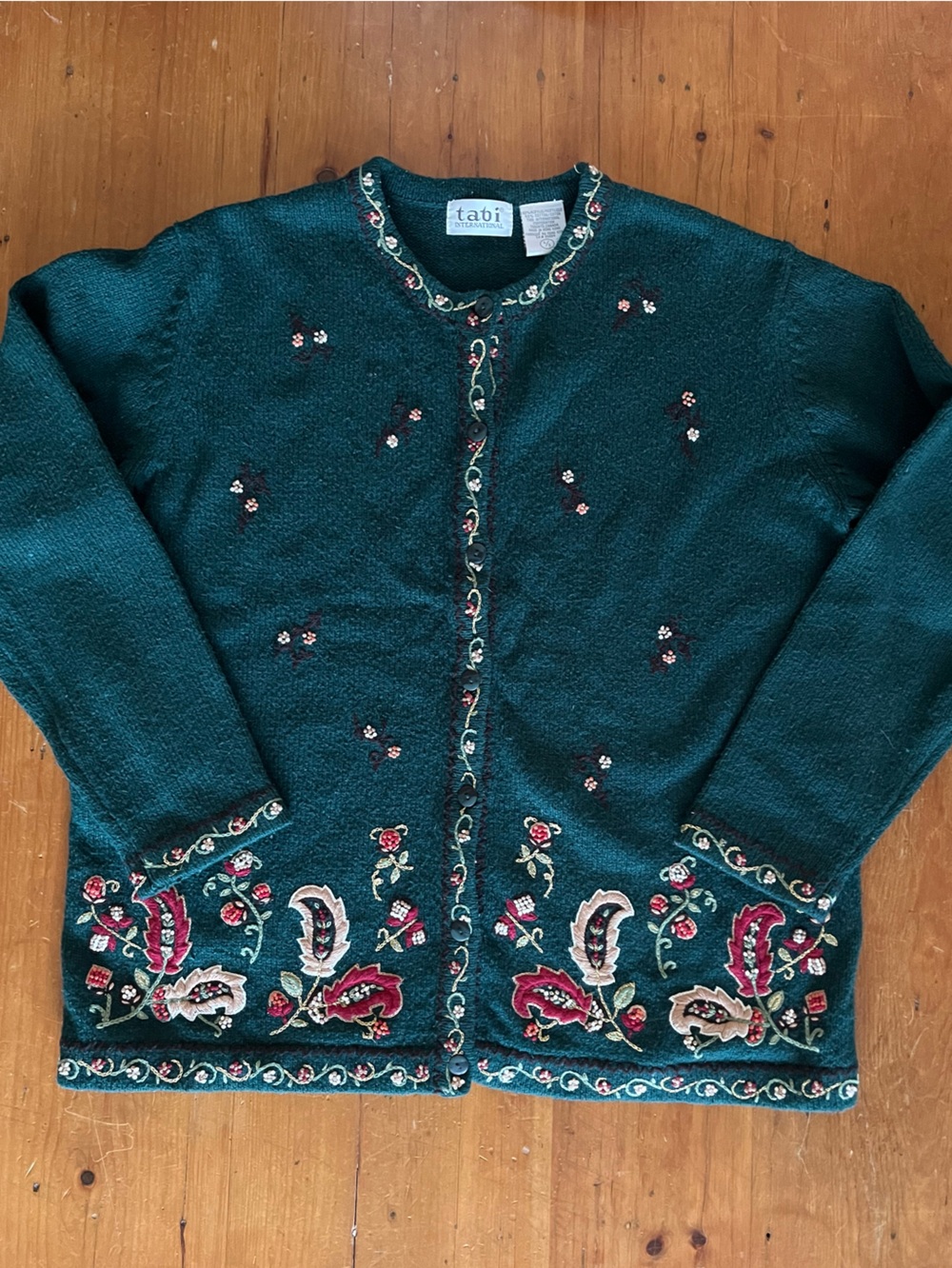 Tabi International Vintage Cotton/Acrylic Embroidered Cottage Core Cardigan